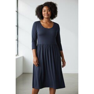 Banana Republic Midi Dress XXL Blue Scoop Neck Long Sleeve Jersey Knit